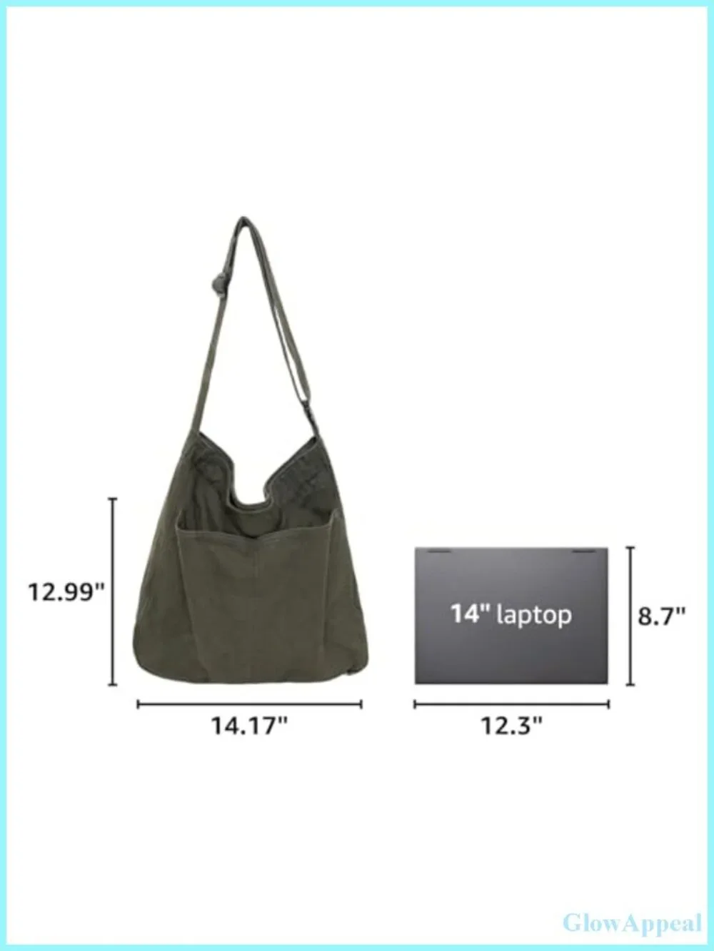 Arkefi Canvas Hobo Crossbody Shoulder Bag Large Casual Messenger Tote